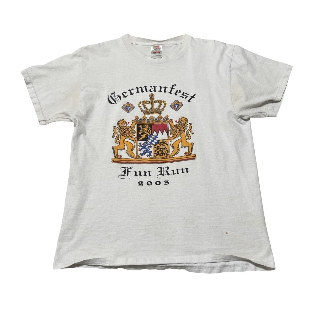 Vintage Y2K‎ Germanfest Run Fun 2003 Graphic T Shirt Size Large 21 x 27.5